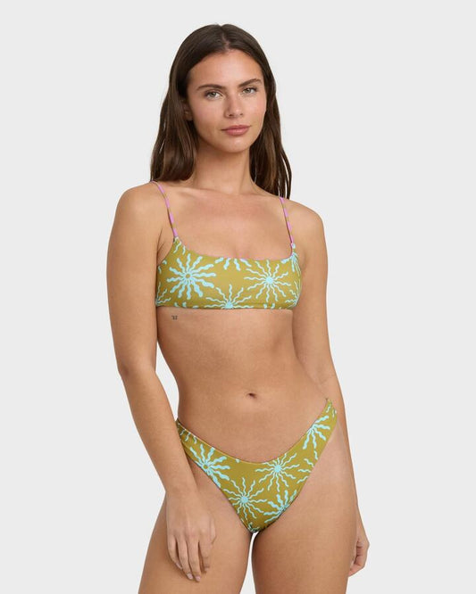 Image of Swimwear. Product name - Billabong Womens Sun Fired Reversible Hike Bikini Bottom Moss in Moss colour by brand - Billabong
