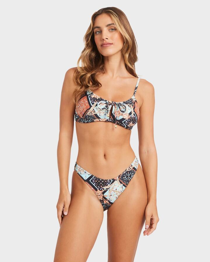 Image of Swimwear. Product name - Billabong Womens Forever Folk Coco Bikini Top Black Pebble in Black Pebble colour by brand - Billabong