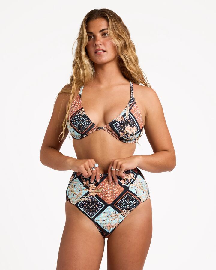 Image of Swimwear. Product name - Billabong Womens Forever Folk Reese D/Dd Underwire Bikini Top Black Pebble in Black Pebble colour by brand - Billabong