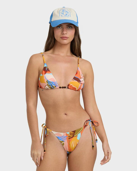 Image of Swimwear. Product name - Billabong Womens Lei Daze Tall Slide Triangle Bikini Top Multi in Multi colour by brand - Billabong