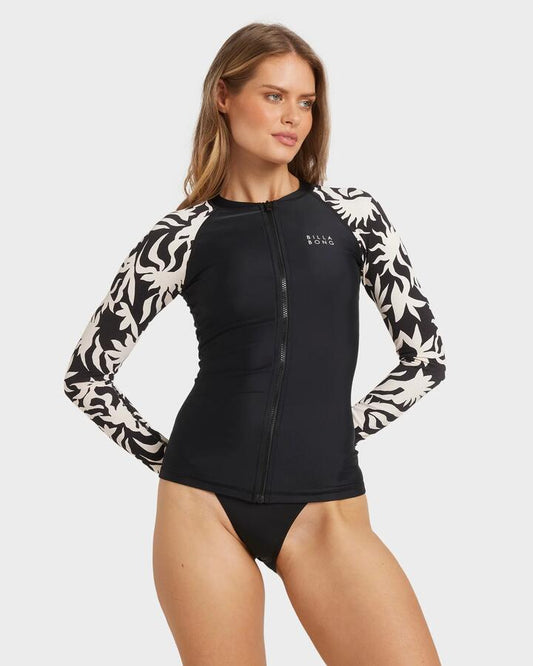 Image of Coats & Jackets. Productname: Billabong - Womens By My Side Full Zip Rash Vest - Black White - in Black White colour by brand - Billabong