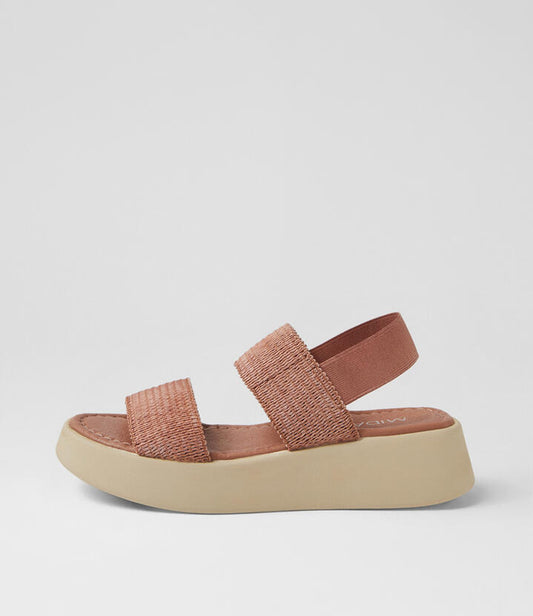 Image of Sandals. Productname: Aramis Coffee Fabric Elastic Sandals in Coffee colour by brand - MIDAS