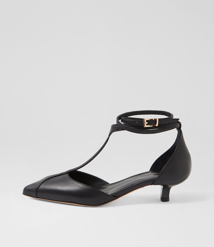 Image of Heels. Productname: Cubio Black Leather Heels in Black colour by brand - MOLLINI