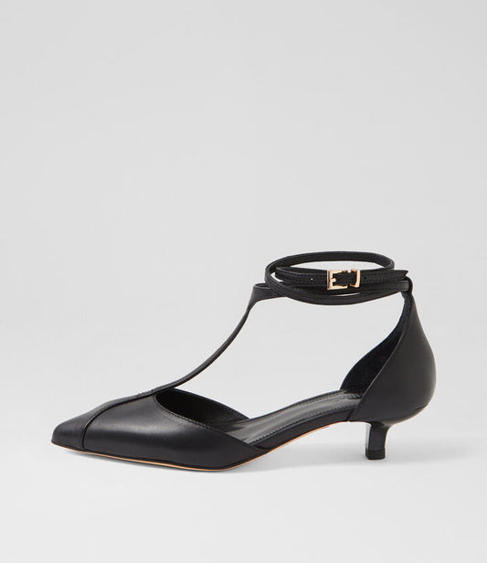 Image of Heels. Productname: Cubio Black Leather Heels in Black colour by brand - MOLLINI