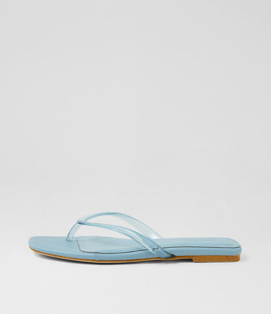 Image of Sandals. Productname: Rella Steel Blue Pvc Leather Thongs in STEEL BLUE PVC colour by brand - MOLLINI