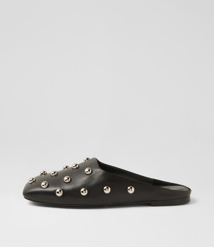 Image of Sandals. Productname: Balora Black Leather Mules in Black colour by brand - MOLLINI