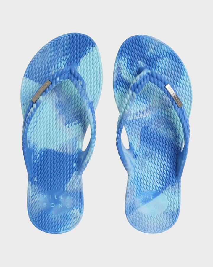 Image of Sandals. Product name - Billabong Girls 8-16 Kicks Marble Thongs Sea Mist in Sea Mist colour by brand - Billabong