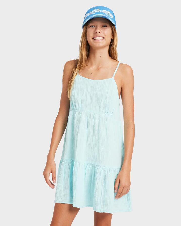 Image of Dresses. Product name - Billabong Girls 8-16 Wave After Wave Mini Dress Sea Mist in Sea Mist colour by brand - Billabong