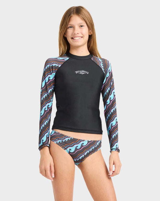 Image of Swimwear. Product name - Billabong Girls 8-16 Sea Level Two Piece Swimsuit Off Black in Off Black colour by brand - Billabong
