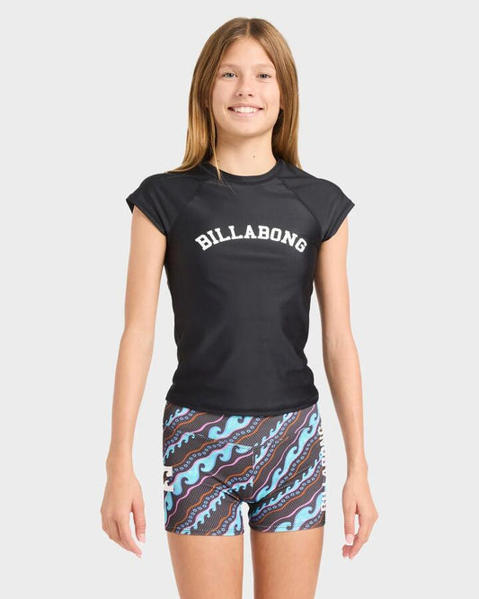 Image of a model wearing Shorts. Product name - Billabong Girls 8-16 Sea Level Surf Short Off Black in Off Black colour by brand - Billabong