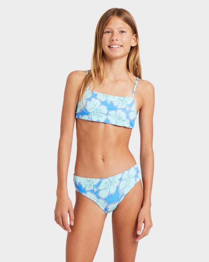Image of Swimwear. Productname: Billabong - Girls 8-16 Happy Hibiscus Two Piece Swimsuit - Tidal Blue - in Tidal Blue colour by brand - Billabong