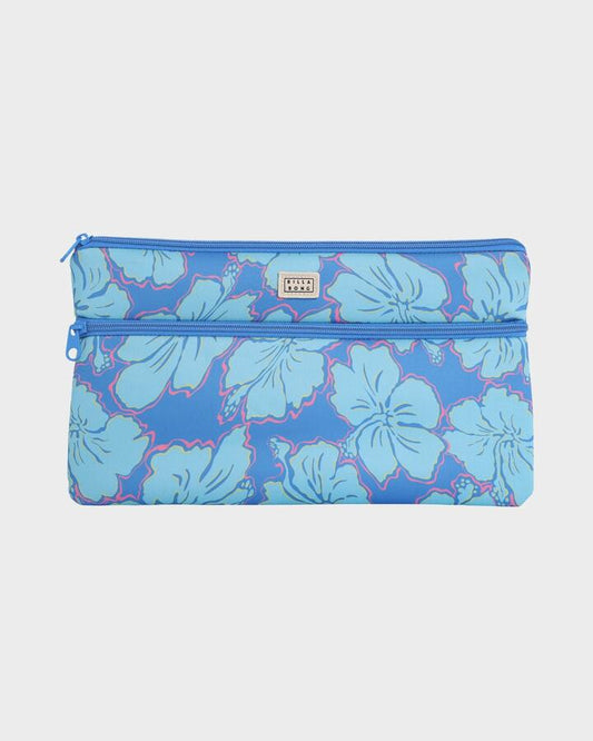 Image of Accessories. Productname: Billabong Girls 8-16 Happy Hibiscus Pencil Case Tidal Blue - in Tidal Blue colour by brand - Billabong