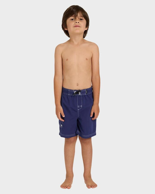 Image of Swimwear. Product name - Billabong Boys 0-7 Throw On 13" Boardshorts Vintage Indigo - in Vintage Indigo colour by brand - Billabong