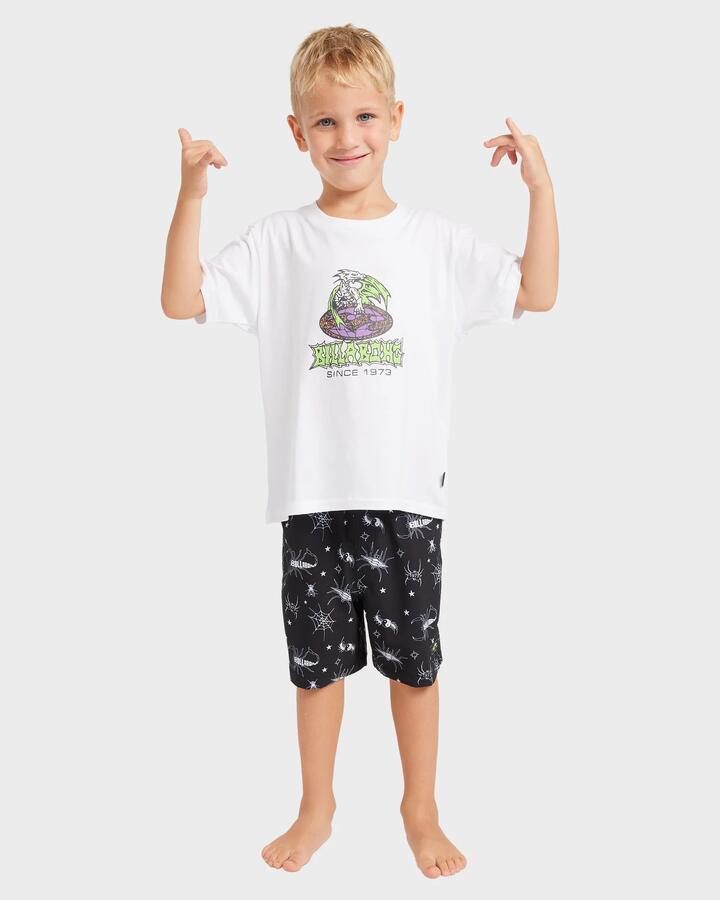 Image of Swimwear. Product name - Billabong Boys 2-7 Creatures 13" Boardshorts Black in Black colour by brand - Billabong