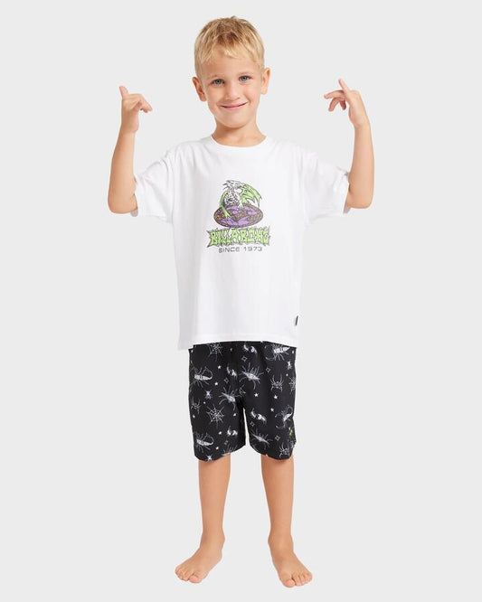 Image of Swimwear. Product name - Billabong Boys 2-7 Creatures 13" Boardshorts Black in Black colour by brand - Billabong