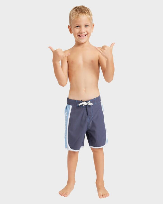 Image of Swimwear. Product name - Billabong Boys 2-7 D Bah Bio 13" Boardshorts Vintage Indigo in Vintage Indigo colour by brand - Billabong