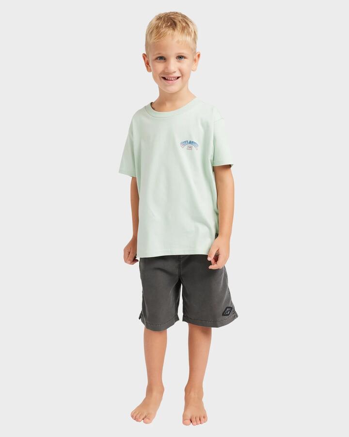 Image of a model wearing Tops. Productname: Billabong - Boys 2-7 Wax Arch T-Shirt - Seafoam - in Seafoam colour by brand - Billabong