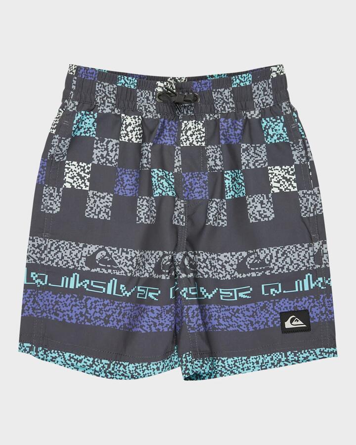 Image of a model wearing Shorts. Product name - Quiksilver Boys 2-7 Everyday 13" Swim Shorts Iron Gate Next Gen in Iron Gate Next Gen colour by brand - Quiksilver