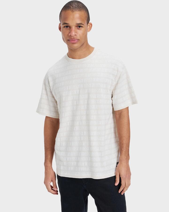 Image of T-Shirts. Product name - Quiksilver Mens Wind Jacquard T-Shirt Birch Etched In Stone 16 in Birch Etched In Stone 16 colour by brand - Quiksilver