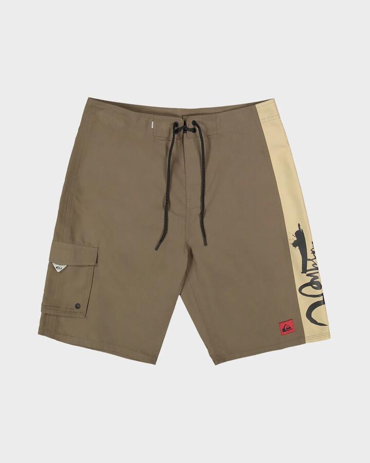 Image of Swimwear. Product name - Quiksilver Mens Impaired Panel 21" Boardshorts Major Brown in Major Brown colour by brand - Quiksilver