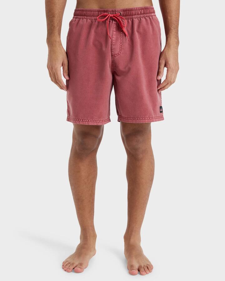 Image of a model wearing Shorts. Product name - Quiksilver Mens Everyday 17" Swim Shorts Mineral Red in Mineral Red colour by brand - Quiksilver