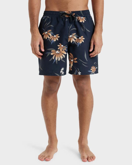 Image of a model wearing Shorts. Productname: Quiksilver Mens Everyday 15" Swim Shorts Black Costal Floral - in Black Costal Floral colour by brand - Quiksilver