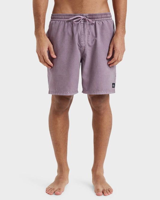 Image of a model wearing Shorts. Productname: Quiksilver Mens Everyday 17" Swim Shorts Elderberry - in Elderberry colour by brand - Quiksilver