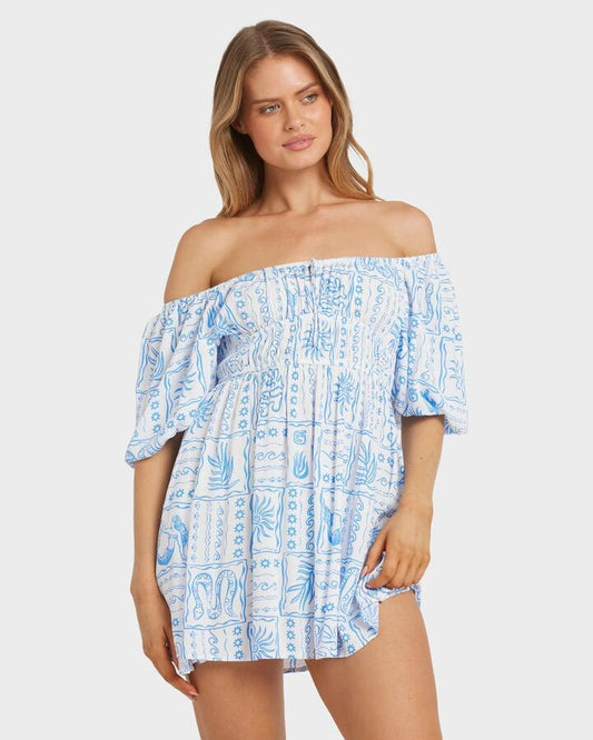 Image of Dresses. Productname: Billabong Womens La Plage Mini Dress Salt Crystal - in Salt Crystal colour by brand - Billabong