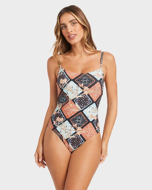 Image of Swimwear. Product name - Billabong Womens Forever Folk Mia D/Dd One Piece Swimsuit Black Pebble in Black Pebble colour by brand - Billabong