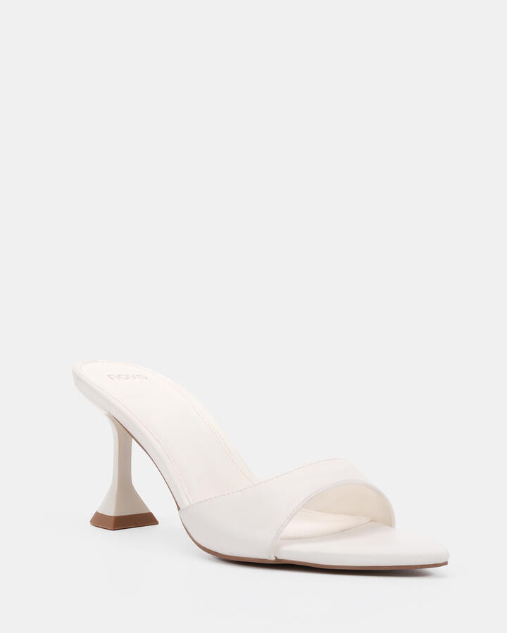 Image of Heels. Product name - Ziv White Vegan Heels in Multi colour by brand - Novo