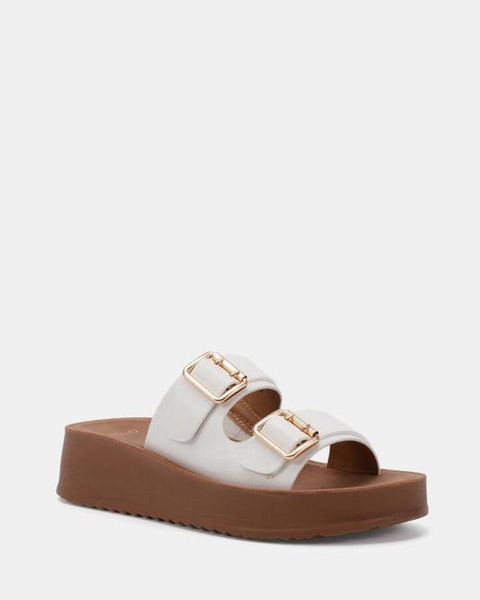 Image of Flats. Product name - Sunni White Flatform in Multi colour by brand - Novo