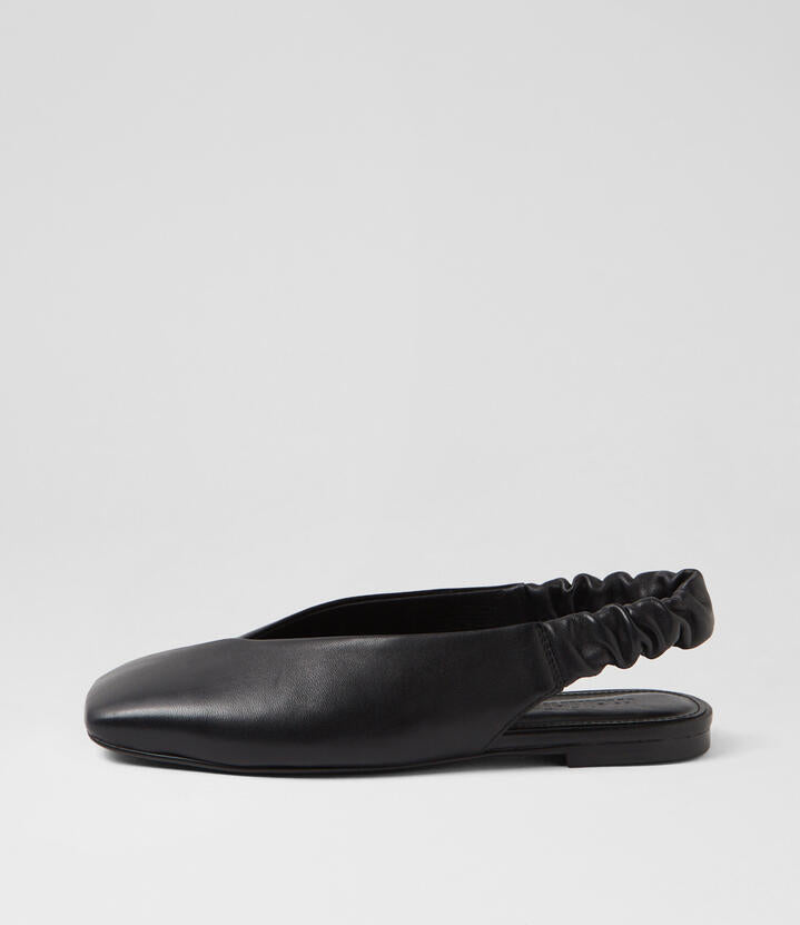 Image of Shoes. Productname: Breetny Black Leather Flat Shoes in Black colour by brand - MOLLINI