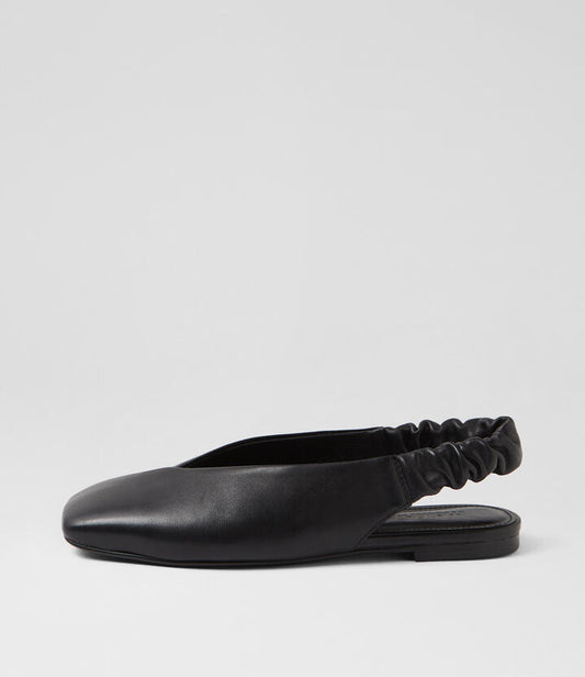 Image of Shoes. Productname: Breetny Black Leather Flat Shoes in Black colour by brand - MOLLINI