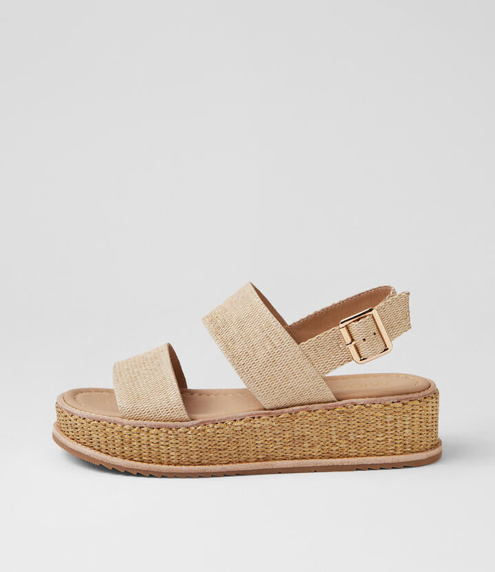 Image of Sandals. Productname: Vanya Natural Synthetic Raffia Sandals in NATURAL colour by brand - MIDAS