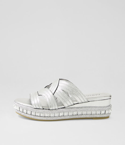 Image of Sandals. Productname: Mae Silver Print Leather Sandals in SILVER PRINT colour by brand - MIDAS