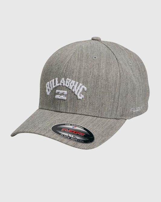 Image of Hats. Product name - Billabong Mens Arch Flexfit Cap Light Grey Heather in Light Grey Heather colour by brand - Billabong