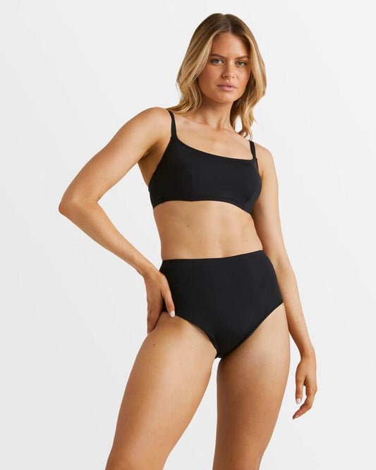Image of Swimwear. Productname: Billabong Womens Sol Searcher Hi Retro Bikini Bottom Black Pebble - in Black Pebble colour by brand - Billabong