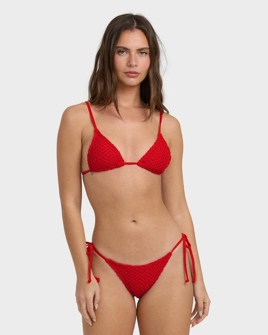 Image of Swimwear. Product name - Billabong Womens Twisted Tides Tie Side Bikini Bottom Red Aloha in Red Aloha colour by brand - Billabong