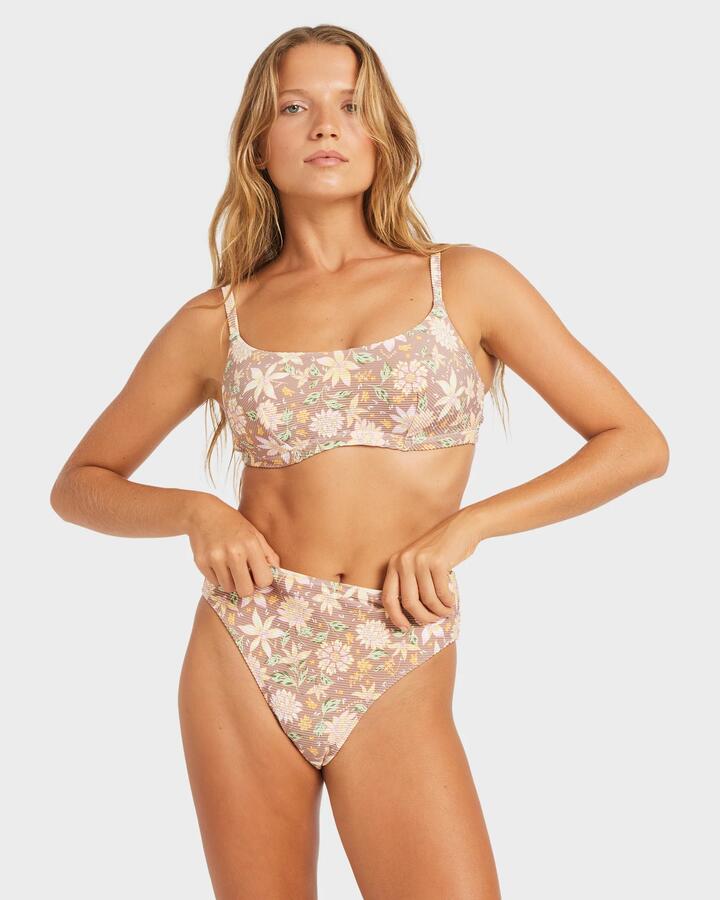 Image of Swimwear. Productname: Roxy Womens Garland High Waist Bikini Bottom Nutmeg - in Nutmeg colour by brand - Roxy