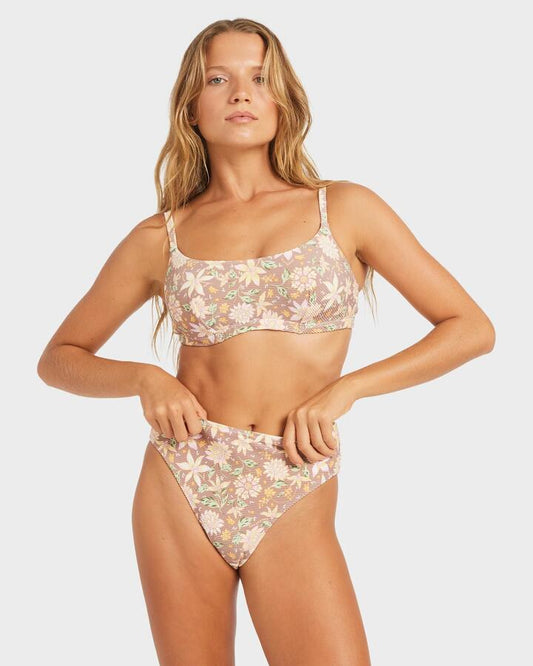 Image of Swimwear. Productname: Roxy Womens Garland High Waist Bikini Bottom Nutmeg - in Nutmeg colour by brand - Roxy