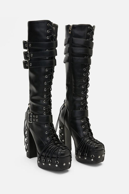 Image of Lingerie. Productname: Laced Up Corset Buckle Boots in Black colour by brand - Black Friday