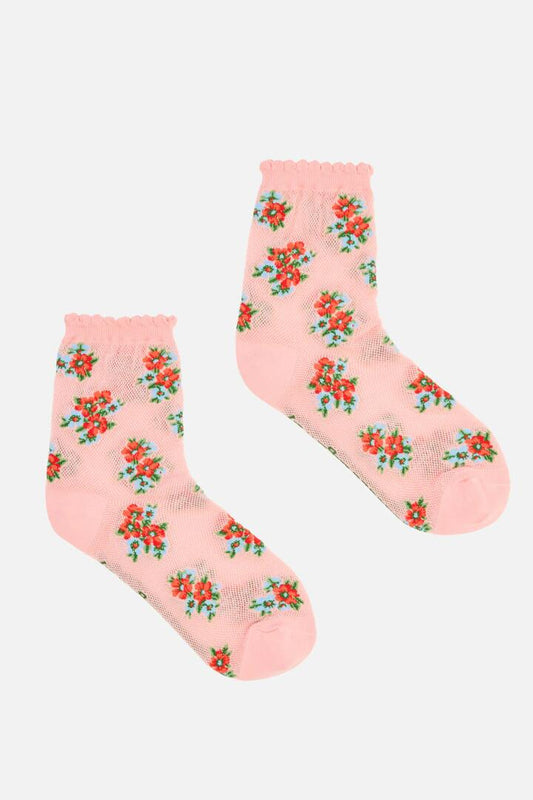 Image of Socks. Productname: Pink Floral Socks in Pink colour by brand - Princess Highway