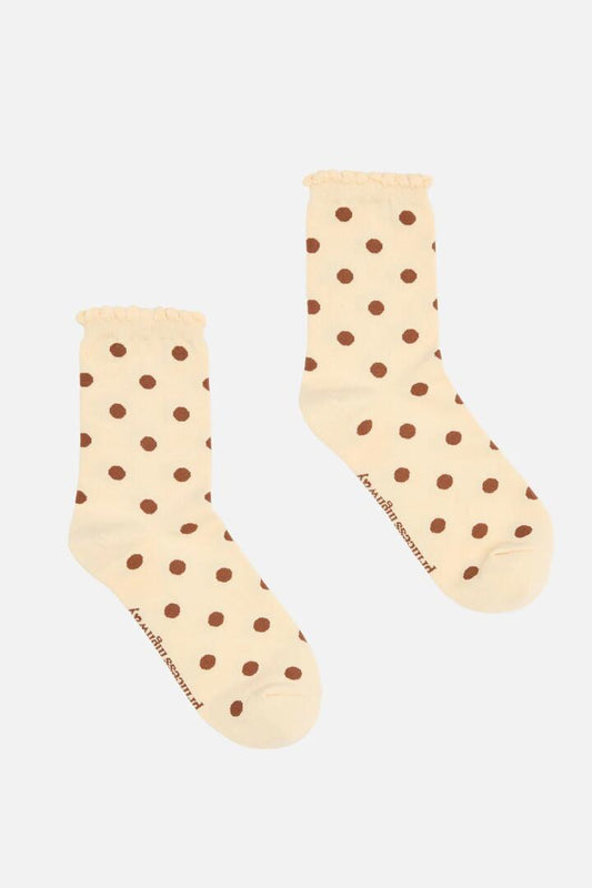 Image of Socks. Productname: Chocolate Spot Socks in Cream colour by brand - Princess Highway