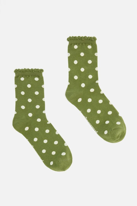 Image of Socks. Productname: Olive Spot Socks in Olive colour by brand - Princess Highway