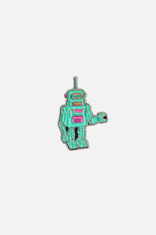 Image of Jewelry. Productname: Galactic Gang Robot Pin in Green colour by brand - Dangerfield