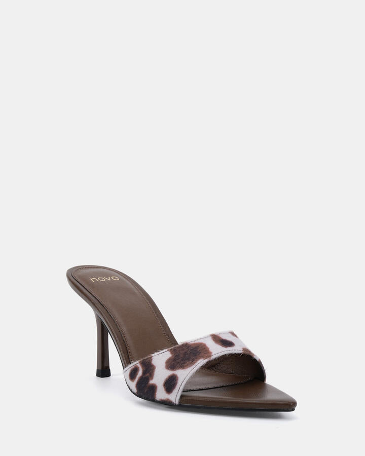 Image of Heels. Product name - Yolo Animal Print Vegan Heels in Animal Print colour by brand - Novo