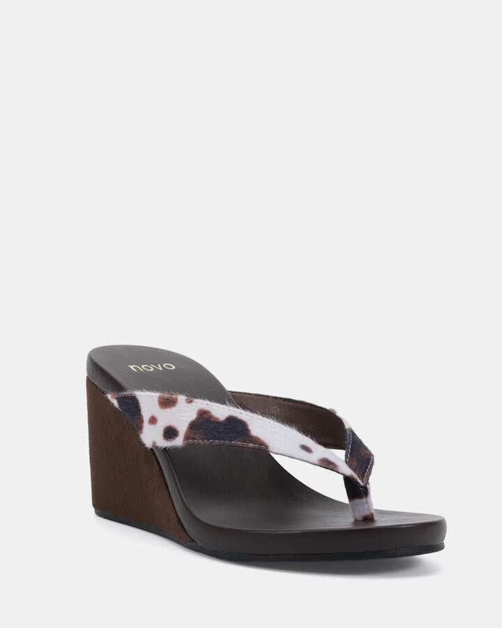 Image of Boots. Product name - Baci Animal Print Vegan Wedges in Animal Print colour by brand - Novo