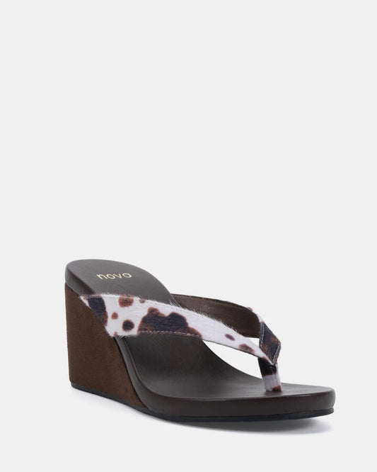Image of Boots. Product name - Baci Animal Print Vegan Wedges in Animal Print colour by brand - Novo