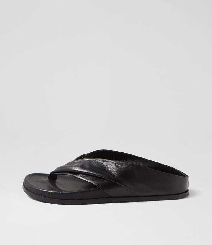 Image of Sandals. Productname: Hedley Black Leather Thongs in BLACK colour by brand - MOLLINI