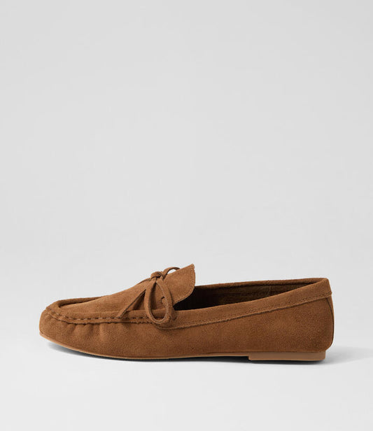 Image of Flats. Productname: Elyzza Light Choc Suede Loafers in Lt Choc colour by brand - MOLLINI
